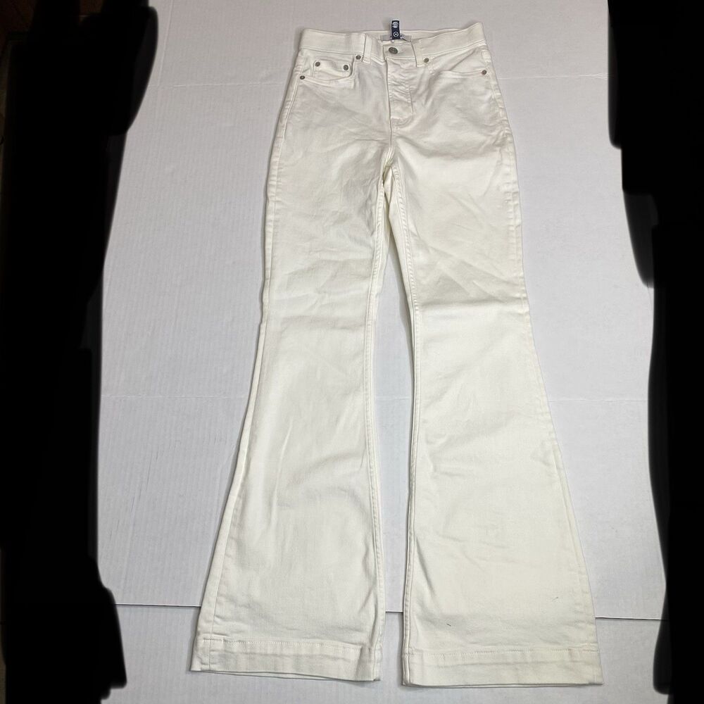 Spanx Flare Jeans Women’s Size 4 White Denim Stretch High Rise EUC